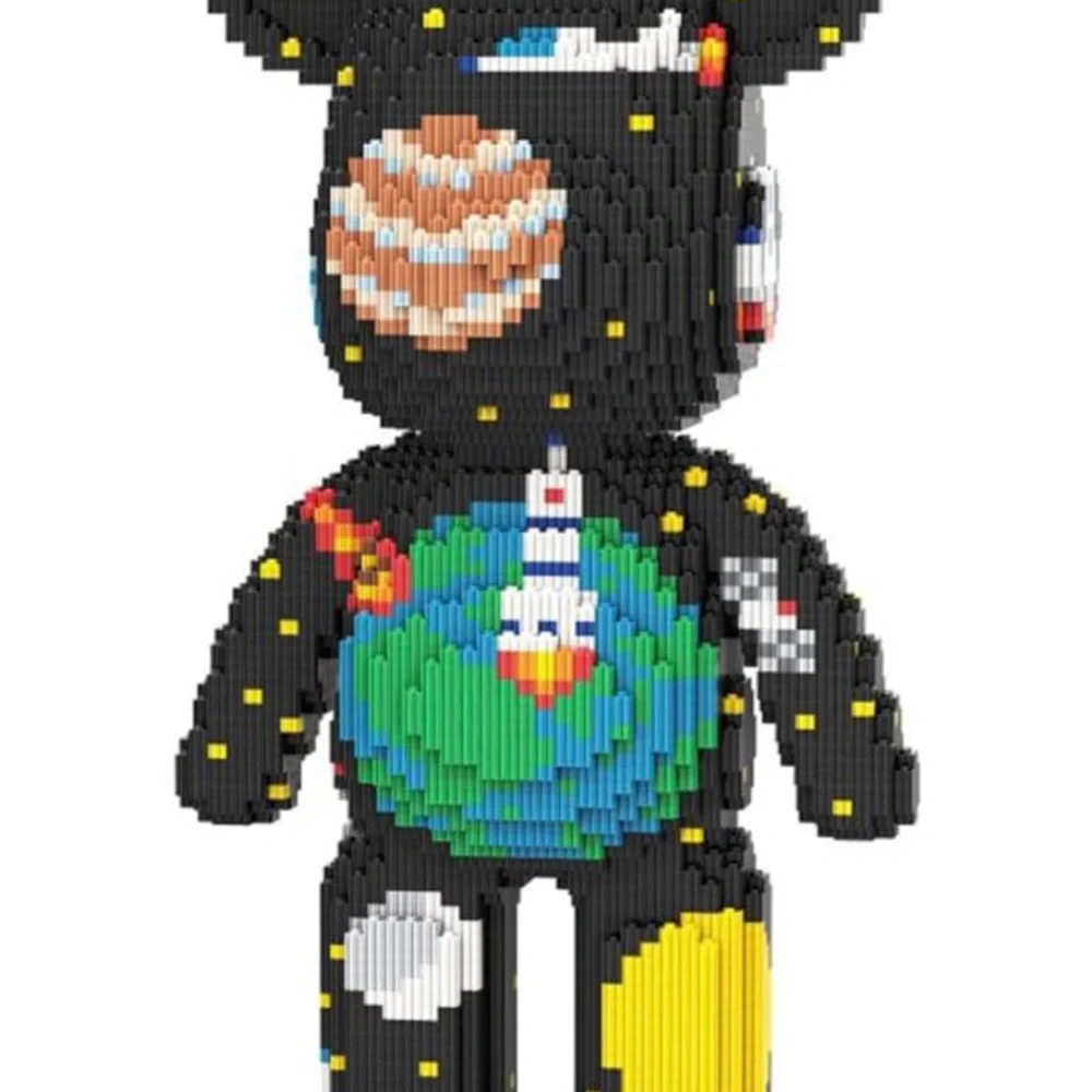Space Explorer Buildable Bear Toy - Black with Multicolor Space Details
